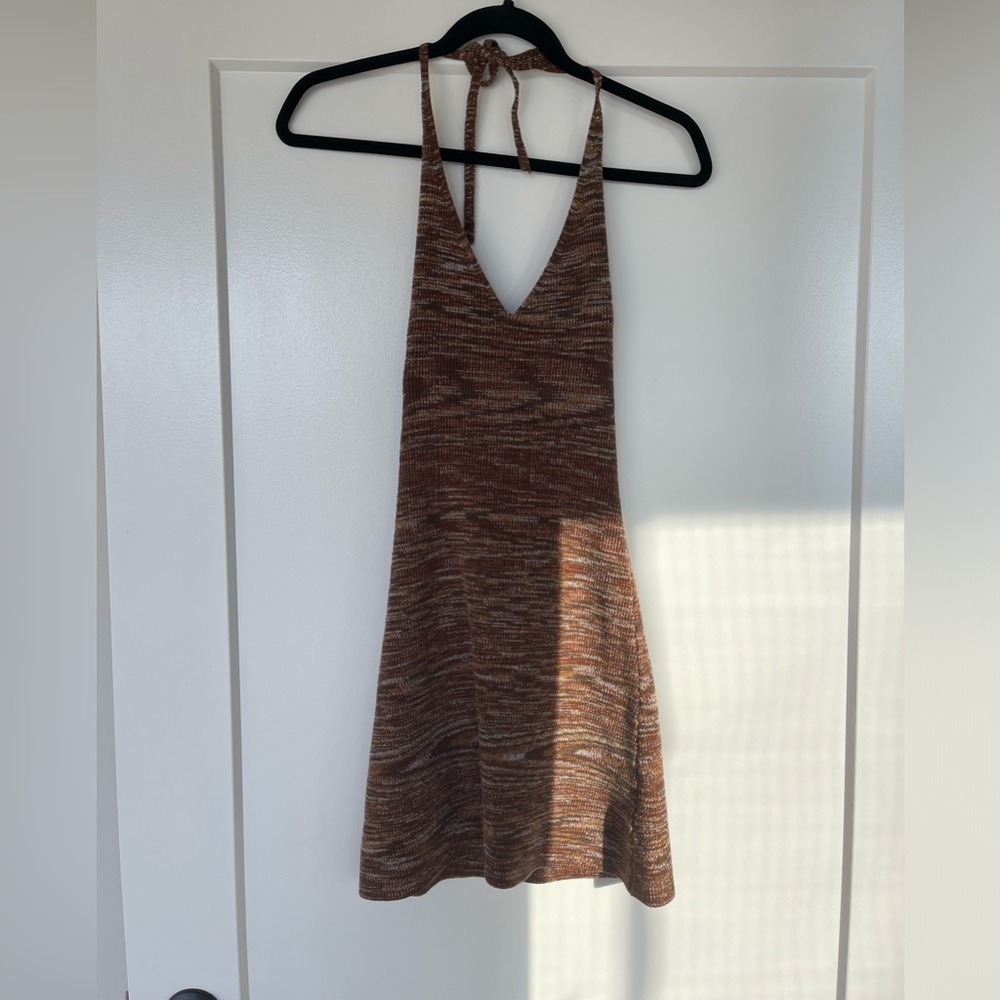 VERGE GIRL Crowd Control Halter Knit Mini Dress